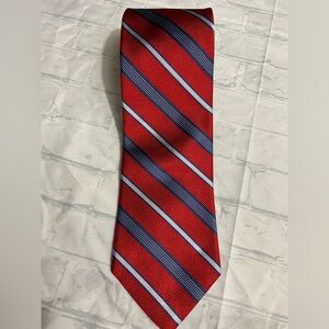 TOMMY HILFIGER RED BLUE WHITE STRIPES SILK REPP NECKTIE TIE